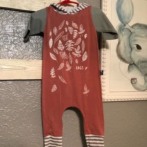 Rags; romper with leaves & hood ; 12-18m
